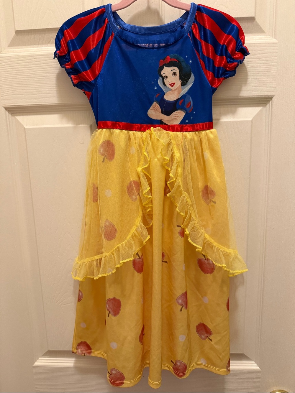 Disney Princess Snow White Yellow Blue Red Apple Ruffle Nightgown Costume Dress - Picture 1 of 7